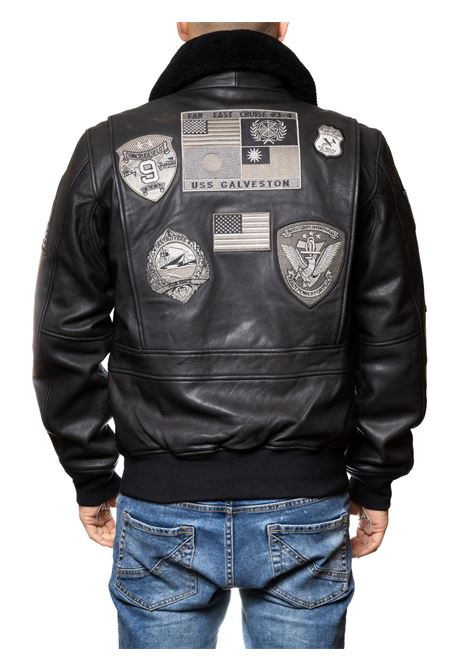 giubbino pelle nero TOP GUN | TG1PELLE-BLACK